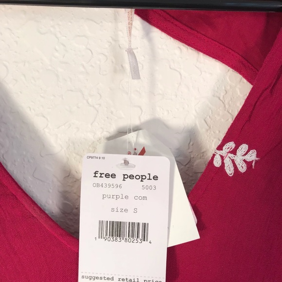 Free People NWT purple embroidered Austin mini - Picture 6 of 8